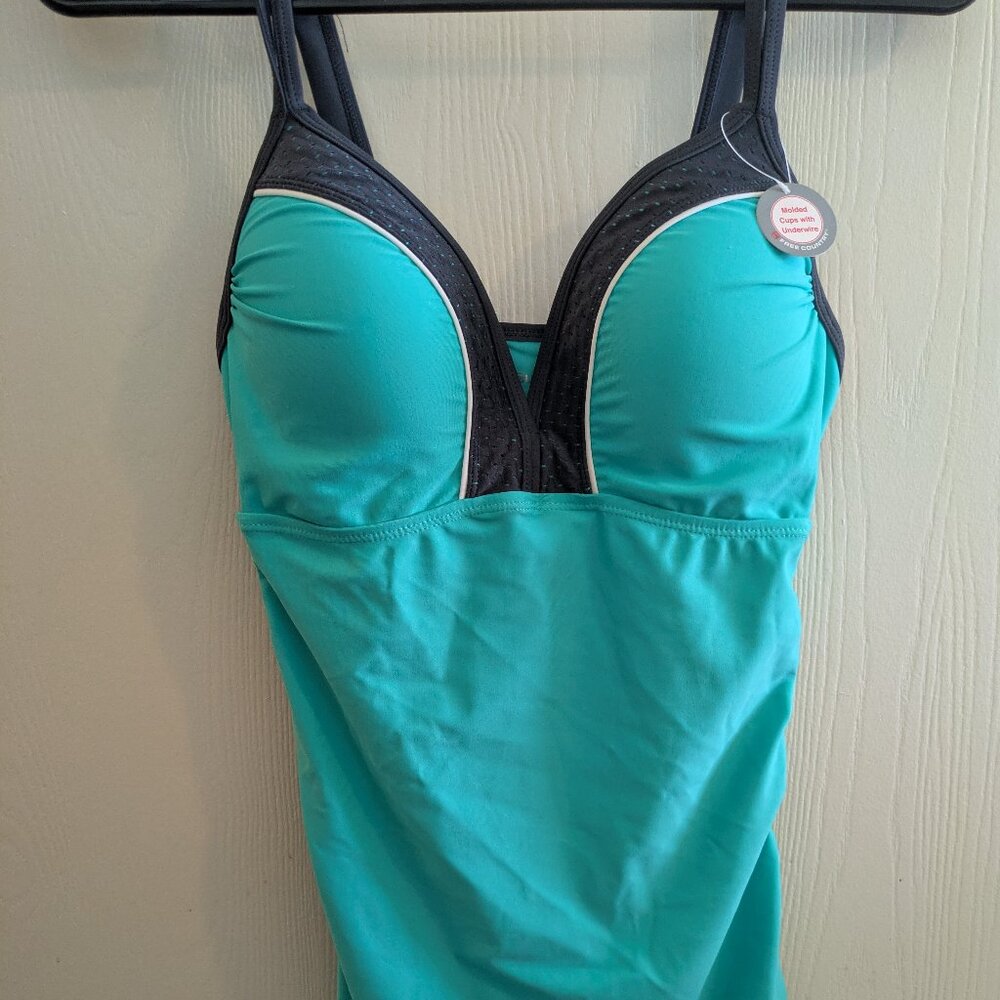 Free Country Ladies Molded Cups With Underwire Tankini Swim Top Size S